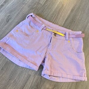 Lavender Studded Shorts with Belt